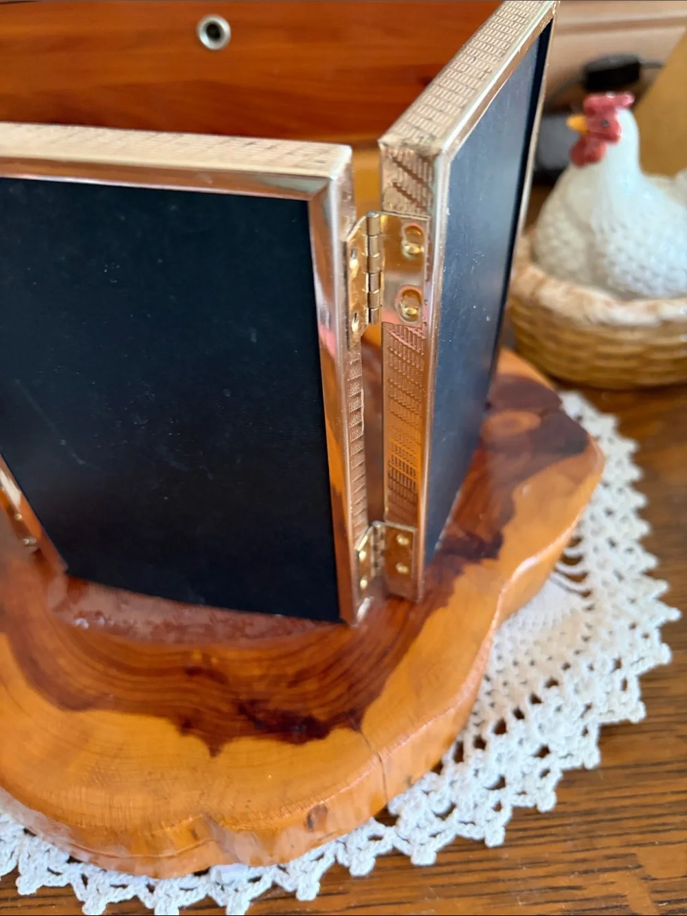 Triple Folding Photo Frame in Silver Finish